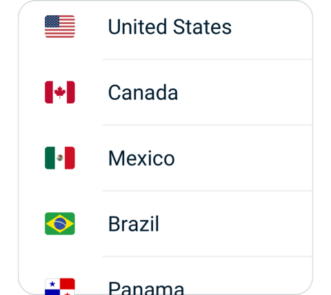 Koala connect step 2, choose VPN server location